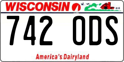 WI license plate 742ODS