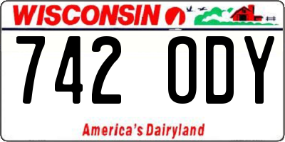 WI license plate 742ODY