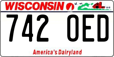 WI license plate 742OED