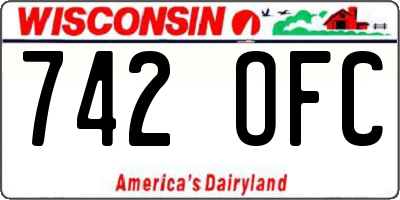 WI license plate 742OFC