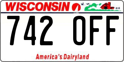 WI license plate 742OFF