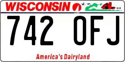 WI license plate 742OFJ