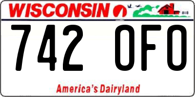 WI license plate 742OFO