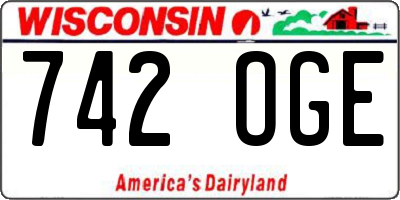 WI license plate 742OGE