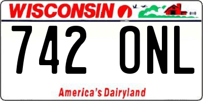 WI license plate 742ONL