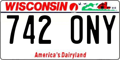 WI license plate 742ONY
