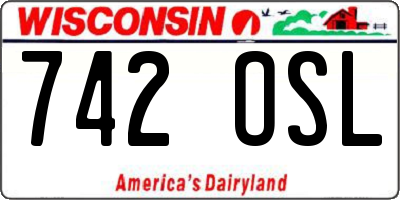 WI license plate 742OSL