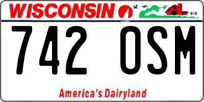 WI license plate 742OSM