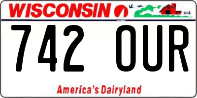 WI license plate 742OUR