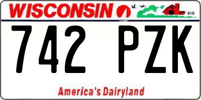 WI license plate 742PZK