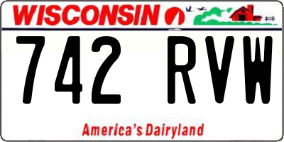 WI license plate 742RVW