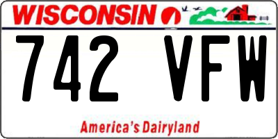 WI license plate 742VFW
