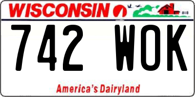 WI license plate 742WOK