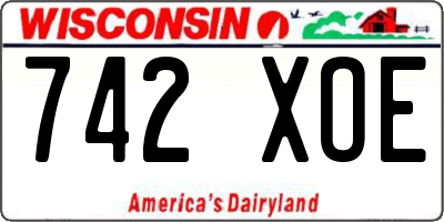 WI license plate 742XOE