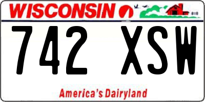 WI license plate 742XSW