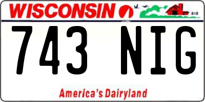 WI license plate 743NIG