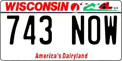 WI license plate 743NOW