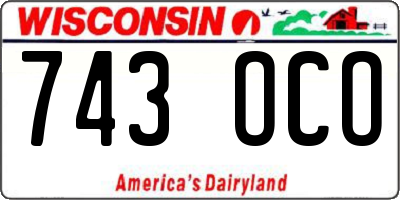 WI license plate 743OCO