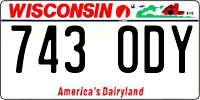 WI license plate 743ODY