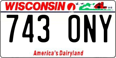 WI license plate 743ONY