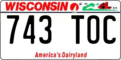 WI license plate 743TOC