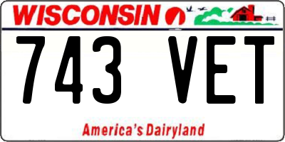 WI license plate 743VET