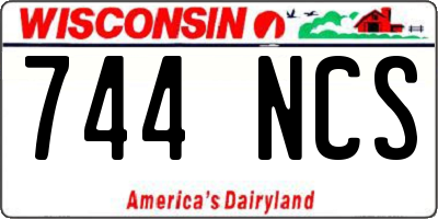 WI license plate 744NCS