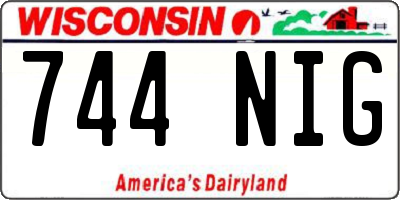 WI license plate 744NIG