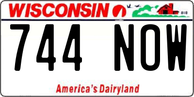 WI license plate 744NOW