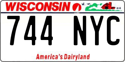 WI license plate 744NYC