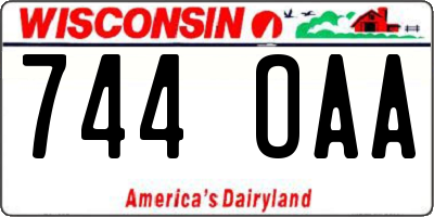 WI license plate 744OAA