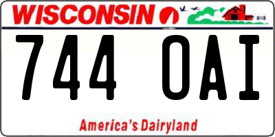 WI license plate 744OAI
