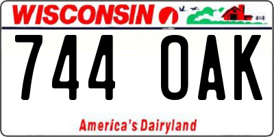 WI license plate 744OAK