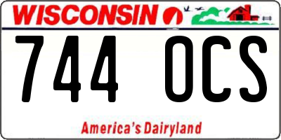 WI license plate 744OCS