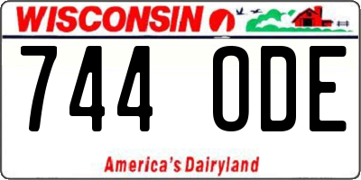 WI license plate 744ODE