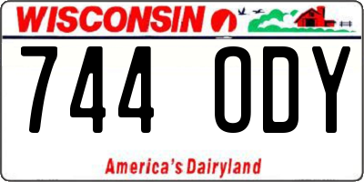 WI license plate 744ODY