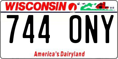 WI license plate 744ONY