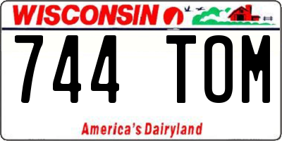WI license plate 744TOM