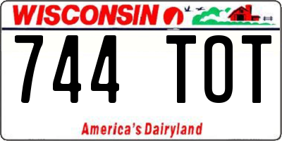 WI license plate 744TOT