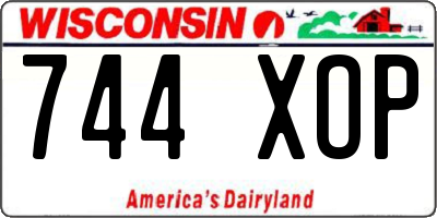 WI license plate 744XOP