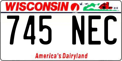 WI license plate 745NEC