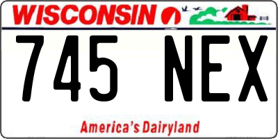 WI license plate 745NEX