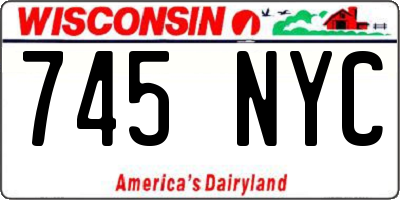 WI license plate 745NYC