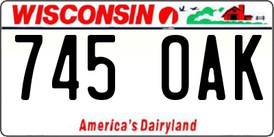WI license plate 745OAK