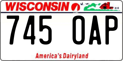 WI license plate 745OAP