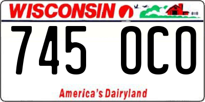 WI license plate 745OCO