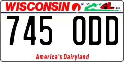 WI license plate 745ODD