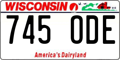 WI license plate 745ODE