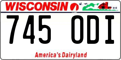 WI license plate 745ODI