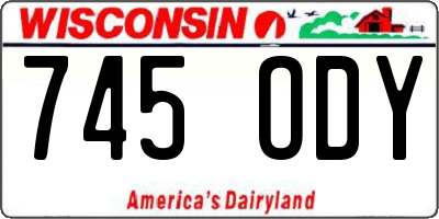 WI license plate 745ODY